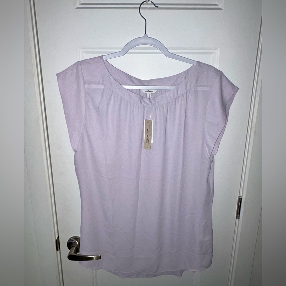 Reitmans purple short-sleeved blouse with scoop neckline